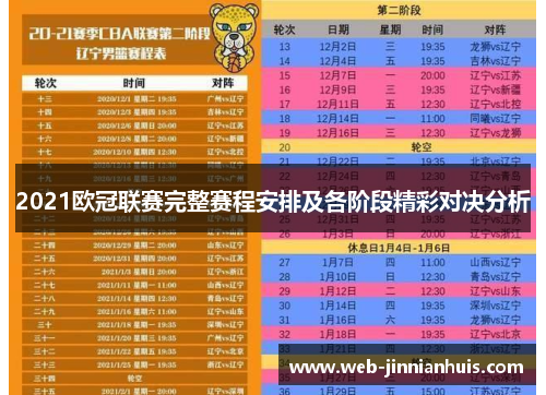2021欧冠联赛完整赛程安排及各阶段精彩对决分析